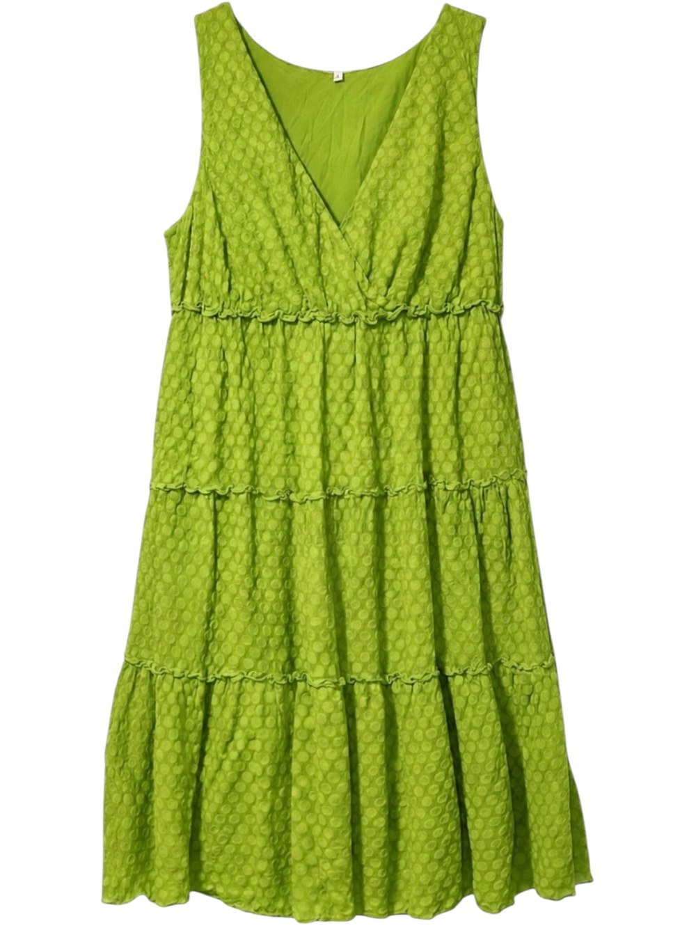 Madison Bright Green Tiered Sleeveless Dress XL Textured Boho Cottagecore